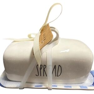 Rae Dunn Blue Gingham Check Butter Dish